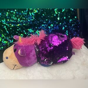 Sparkly Purple Sequin Unicorn Plush Toy